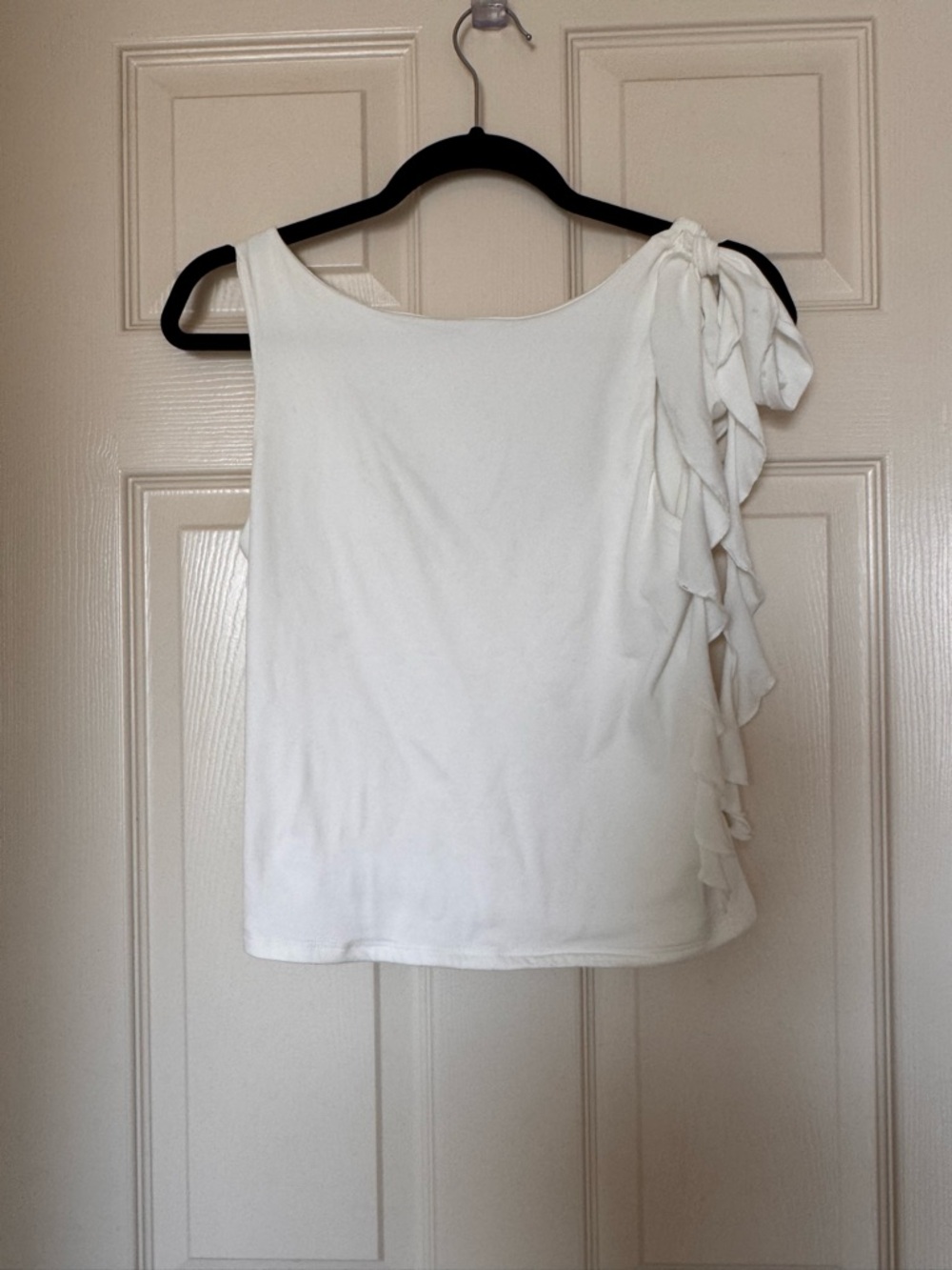 White Ruffle Tank Top